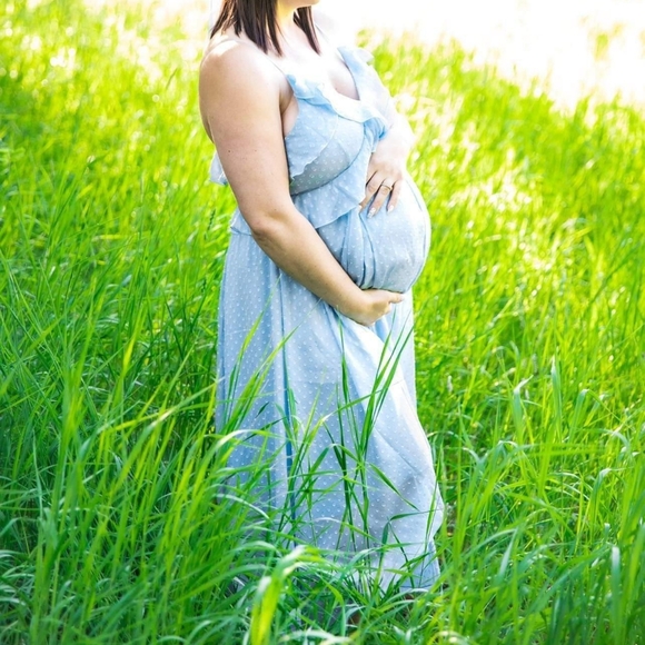 Ruffle Midi Dress CHELSEA28 blue polka dots - Picture 5 of 7